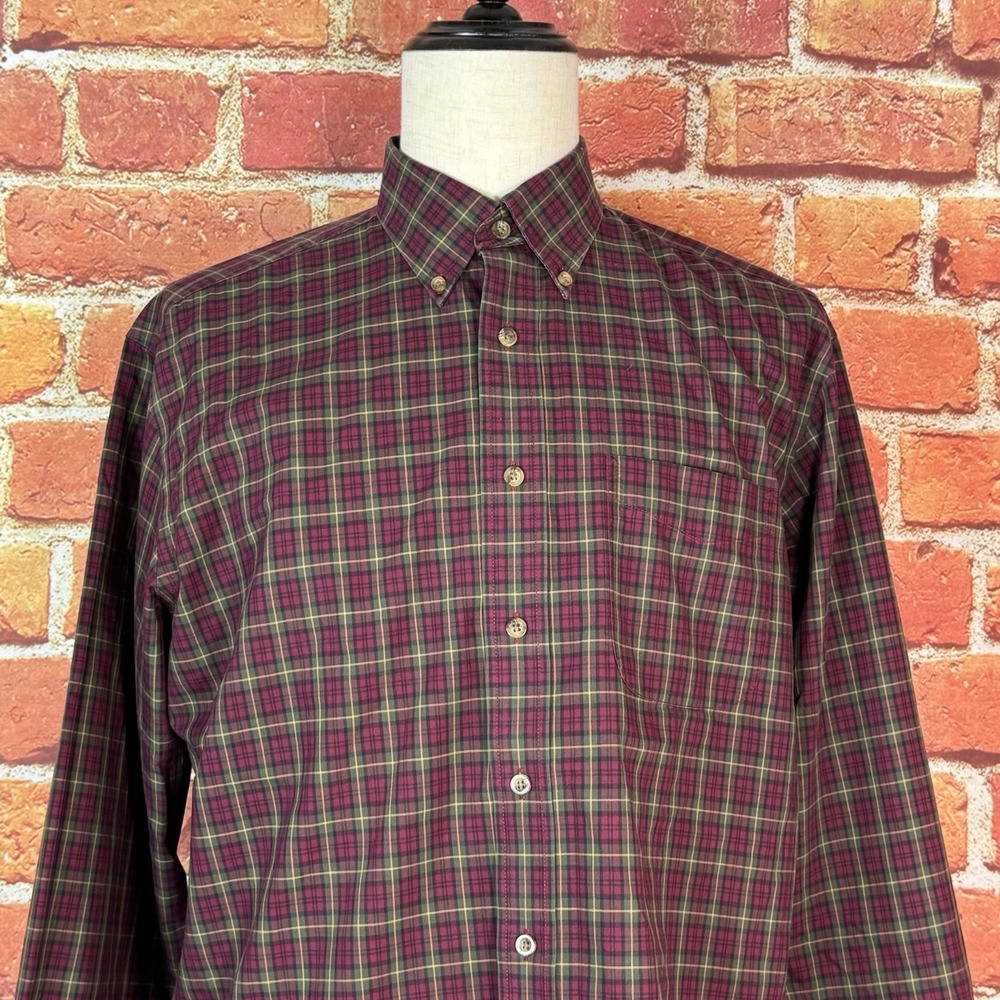 L.L. Bean Men's Wrinkle Resistant Long Sleeve Button Down Shirt Size Large Plaid